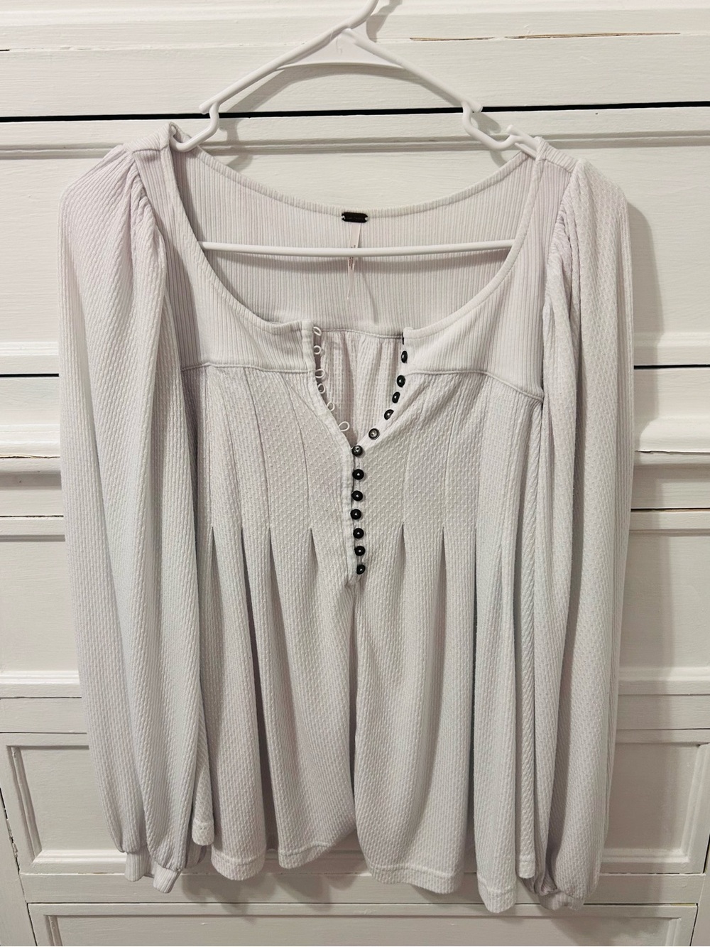 Free People White Long Sleeve Top